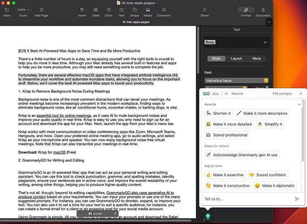 صورة لـ تطبيقات الـ Mac المُحسَّنة بالذكاء الاصطناعي للإنتاجية القصوى وتوفير الوقت | 1xt6iOco_6wRBrnrEpp_gNw-DzTechs