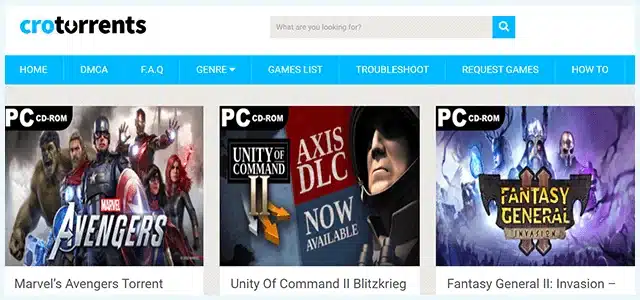 صورة لـ أفضل مواقع تورنت لتنزيل الألعاب مجانًا بسرعة وبأمان في 2023 | cro-torrents-website-homepage-screenshot-DzTechs