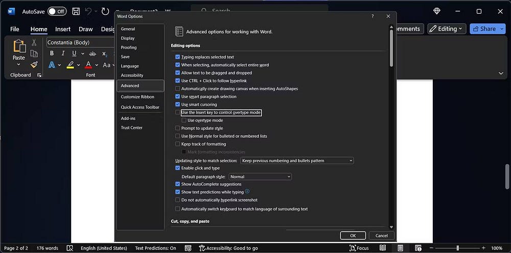 صورة لـ حلول لمُشكلة حذف النص بشكل تلقائي في Microsoft Word | 1Iz63bo_ntoyJrv45bPB0VA-DzTechs