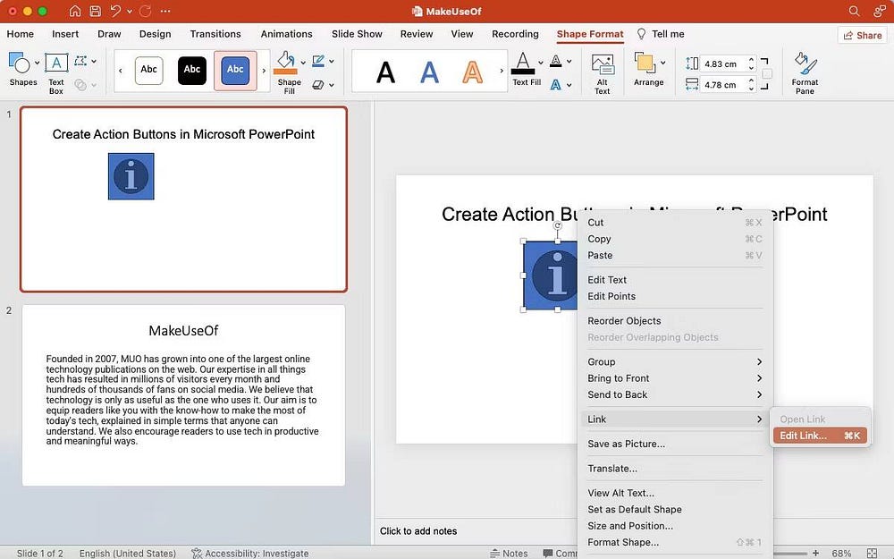 صورة لـ كيفية إنشاء أزرار الإجراءات في Microsoft PowerPoint لتمييز عرضك التقديمي | 1VbFEF4hZgThhN6HXCWrNDQ-DzTechs