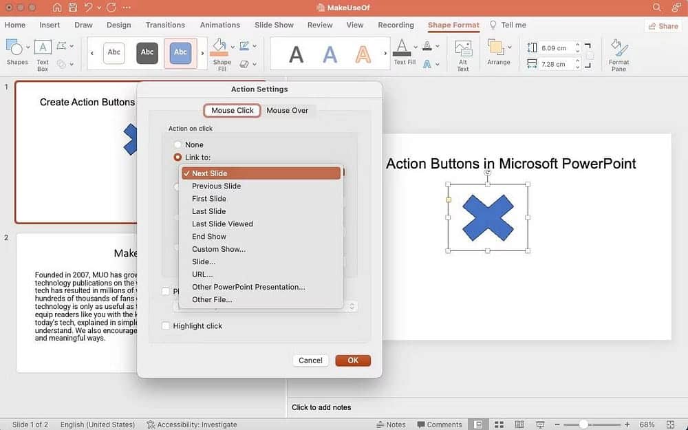 صورة لـ كيفية إنشاء أزرار الإجراءات في Microsoft PowerPoint لتمييز عرضك التقديمي | 1gDDct1ZjZE_mkGtGYx03wA-DzTechs