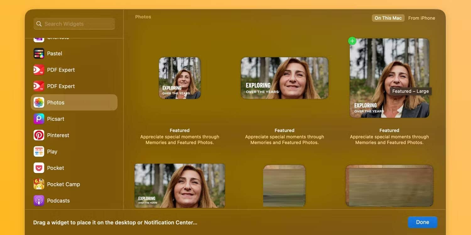 صورة لـ كيفية إضافة الأدوات التفاعلية إلى سطح مكتب الـ Mac الخاص بك | apple-macos-sonoma-widget-browser-photos-widget-selected-1