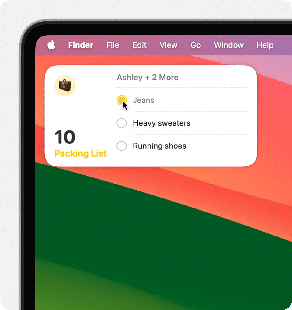 صورة لـ كيفية إضافة الأدوات التفاعلية إلى سطح مكتب الـ Mac الخاص بك | macos-sonoma-desktop-interactive-widget-reminders-DzTechs