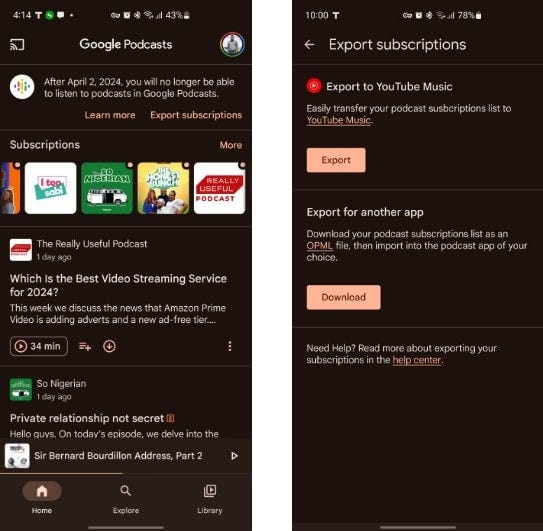 صورة لـ كيفية نقل اشتراكاتك في البودكاست من Google Podcasts إلى YouTube Music ومنصات أخرى | 1ALnc6taU0Fqilf915U734Q-DzTechs
