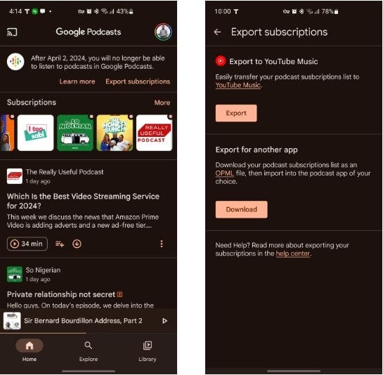 صورة لـ كيفية نقل اشتراكاتك في البودكاست من Google Podcasts إلى YouTube Music ومنصات أخرى | 1Egt9yRmzB47d7Bvh5-Ze0Q-DzTechs