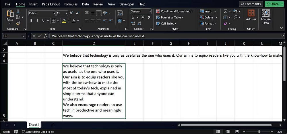 صورة لـ كيفية بدء سطر جديد داخل أي خلية في Excel | 1gh300zLLRwGqJyZVeW2kYg-DzTechs