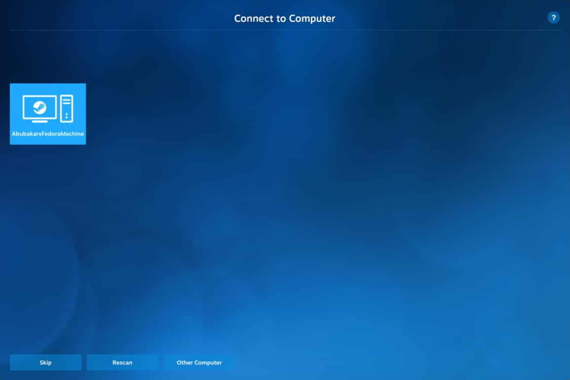 اسم الكمبيوتر في Steam Link