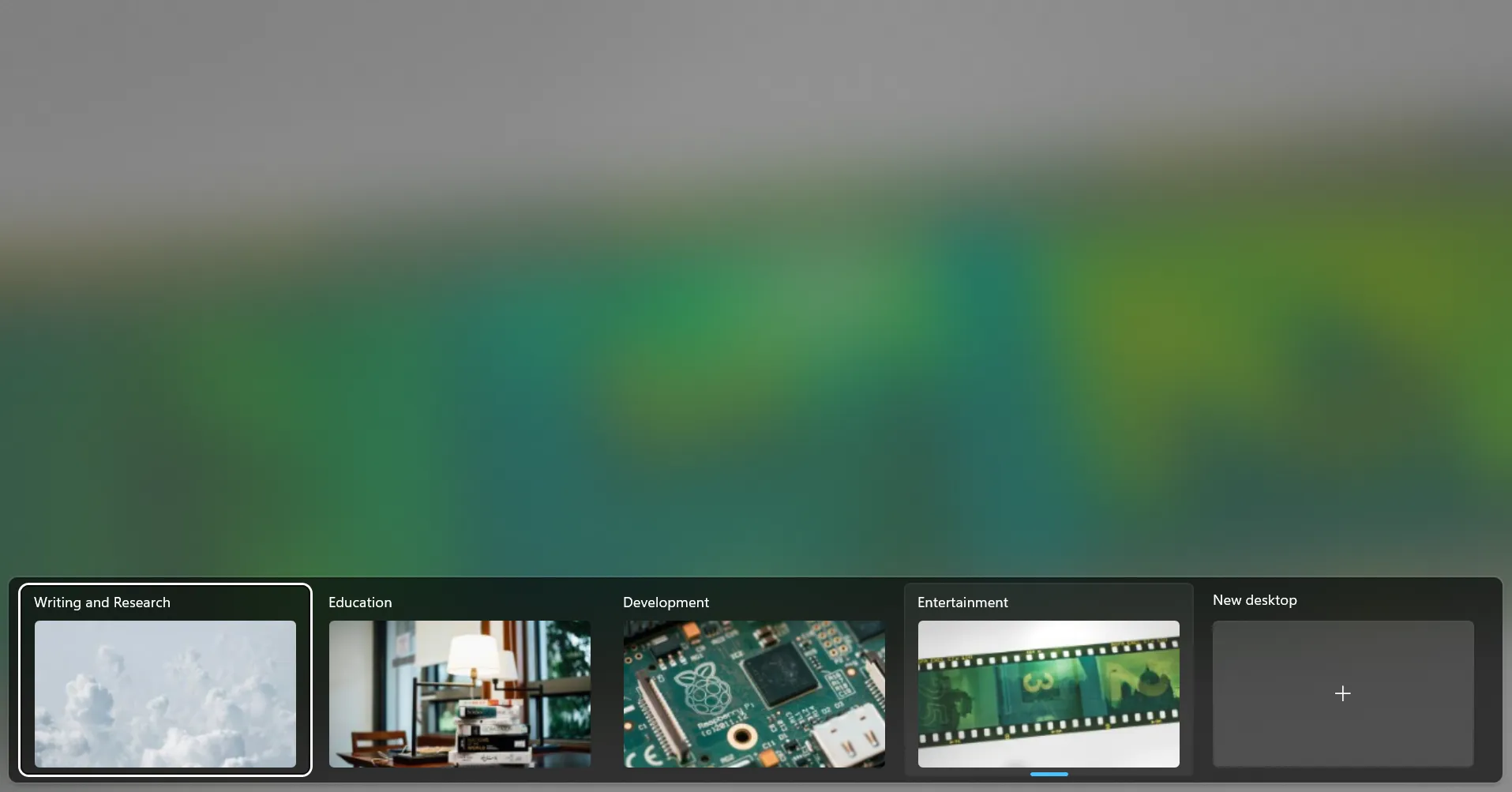 إنشاء سطح مكتب افتراضي جديد لمهمة محددة