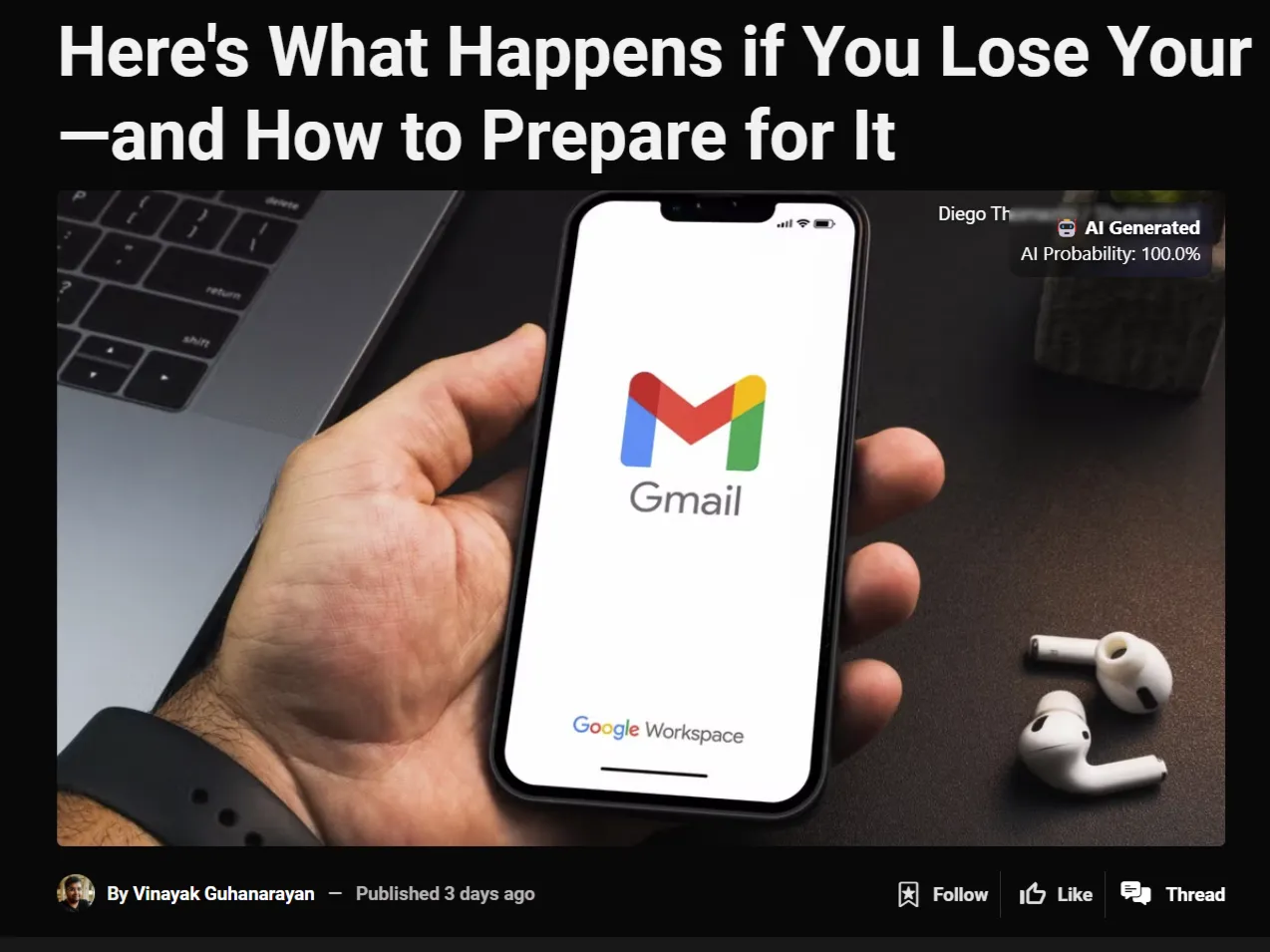 A real photo flagged as AI-generated by Bitmind Chrome extension.