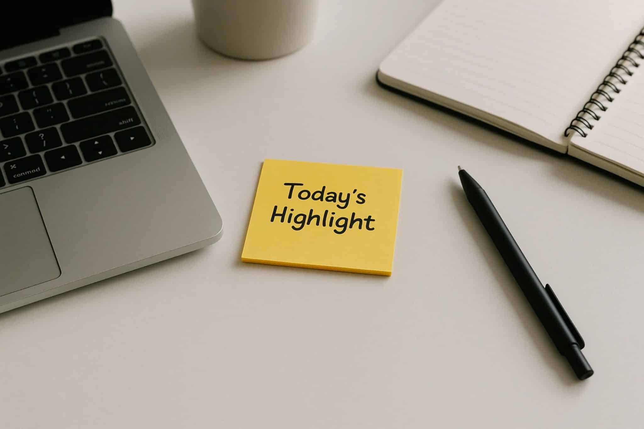 ملاحظة لاصقة تعرض هدفًا يوميًا على مكتب