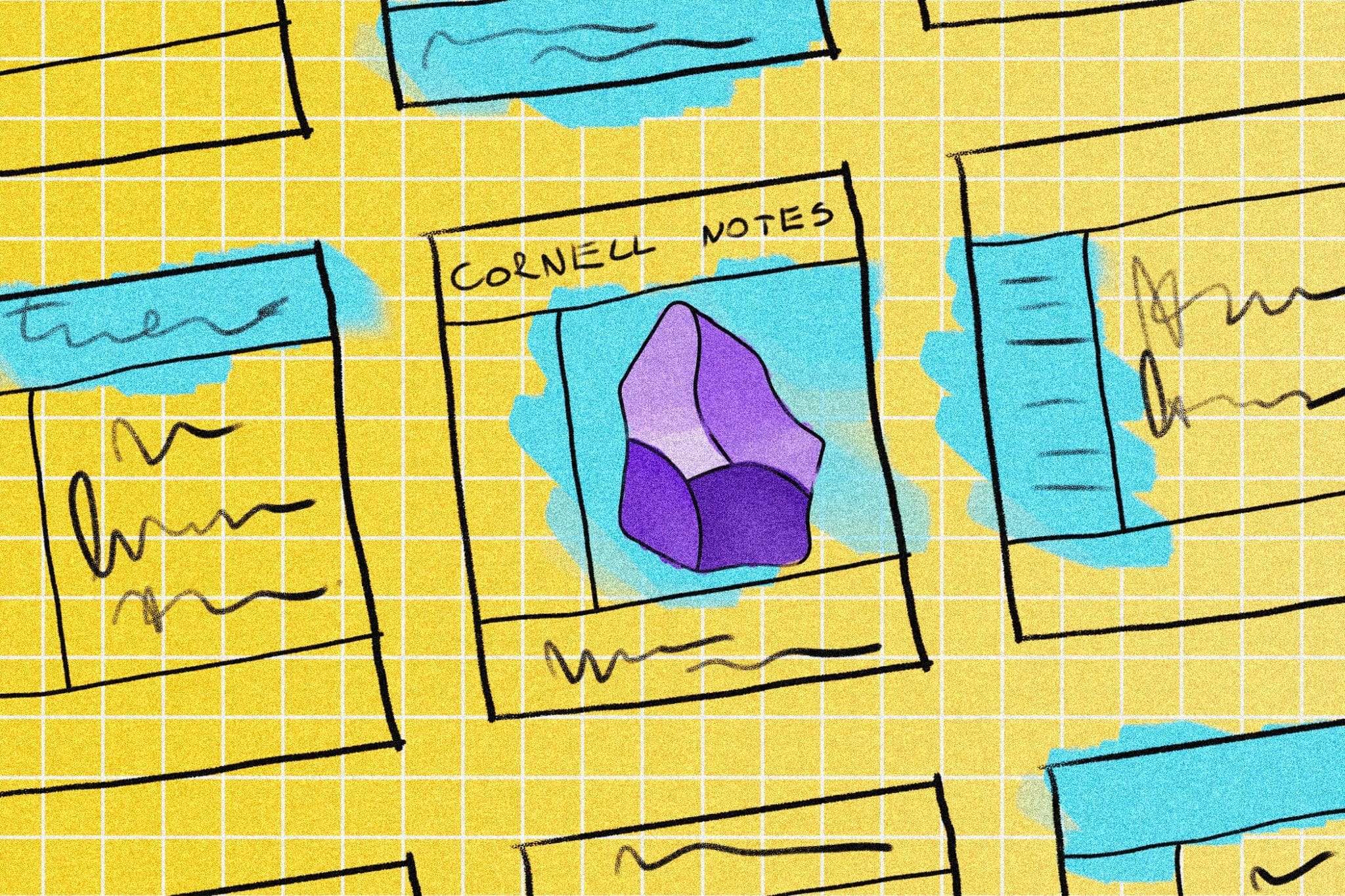 توضيح لورقة عليها بعض ملاحظات كورنيل وشعار Obsidian.