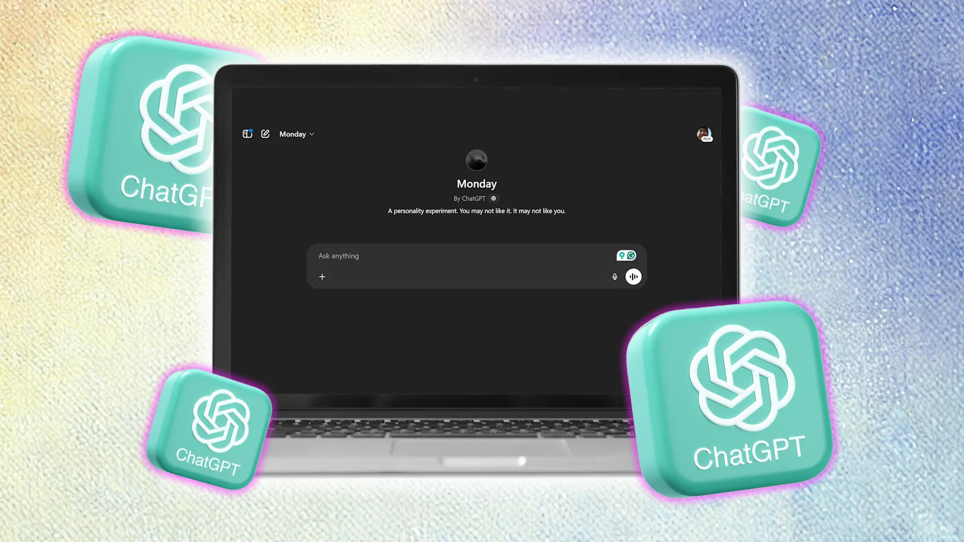 وضع ChatGPT الصوتي ليوم الاثنين مستخدم على جهاز كمبيوتر محمول.