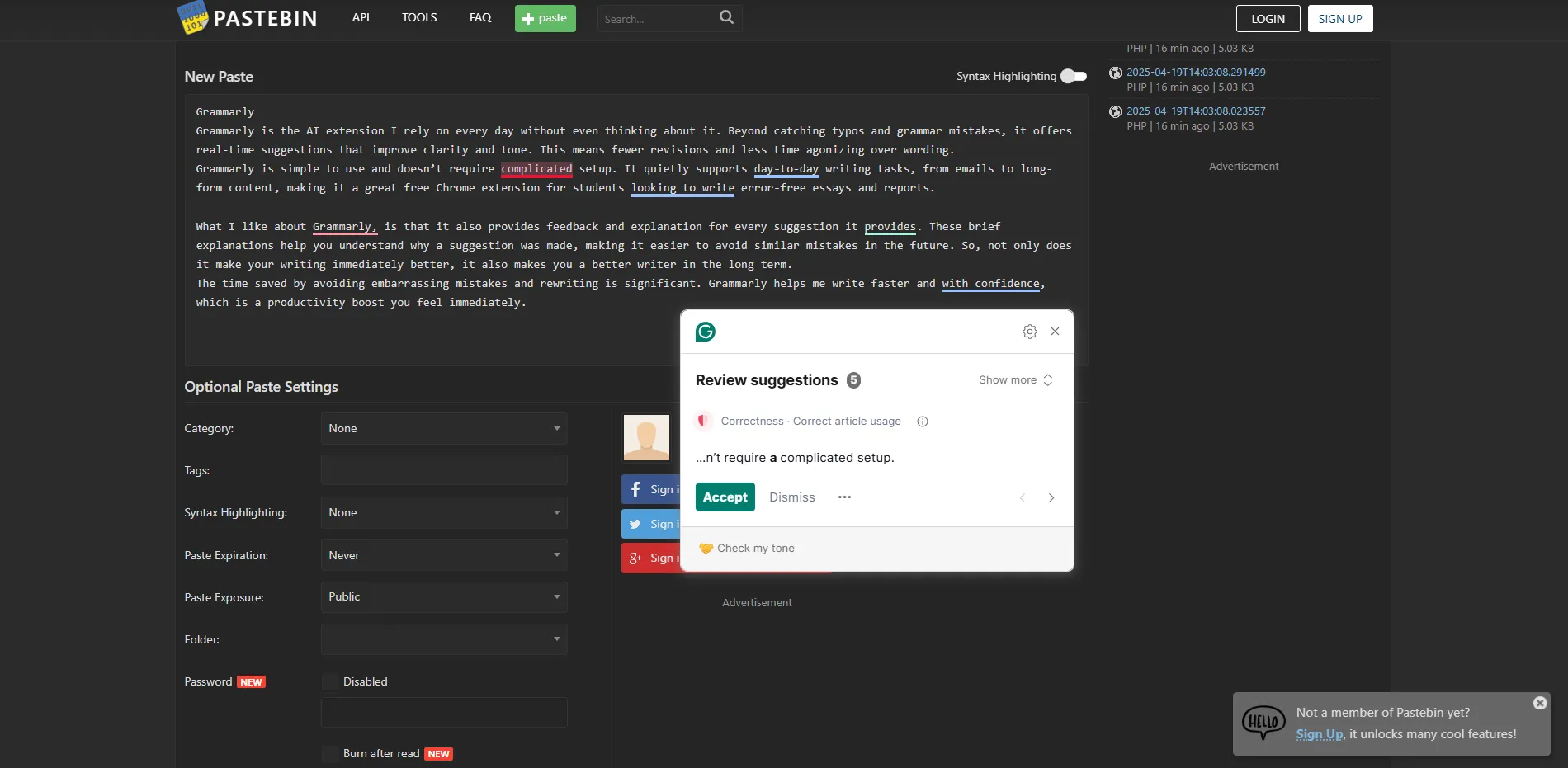 تصحيح الأخطاء باستخدام Grammarly