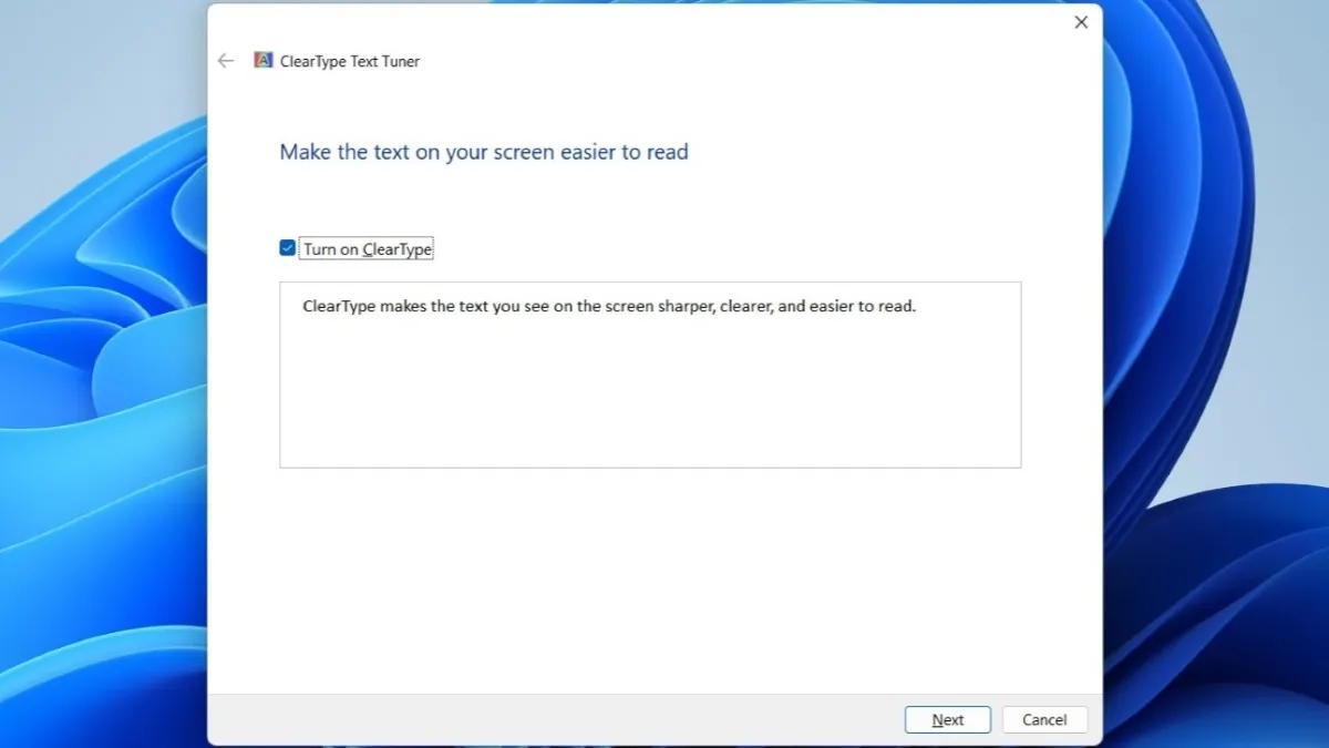 أداة ضبط نص ClearType على نظام التشغيل Windows