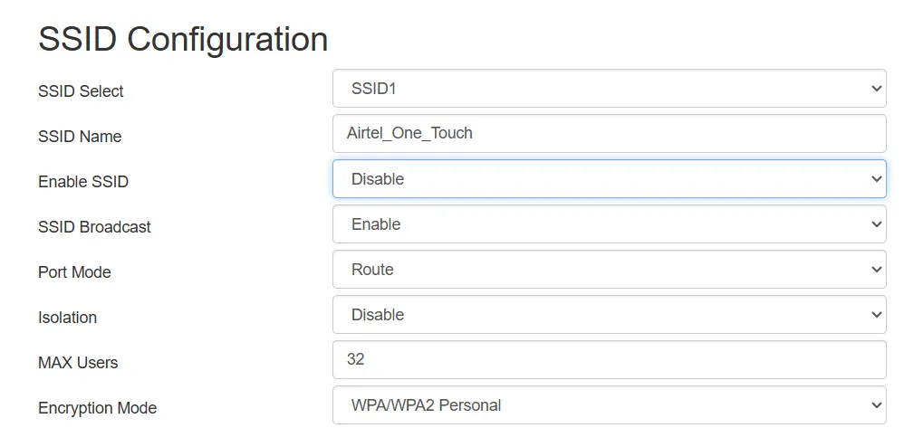 Disabling SSID Configuration