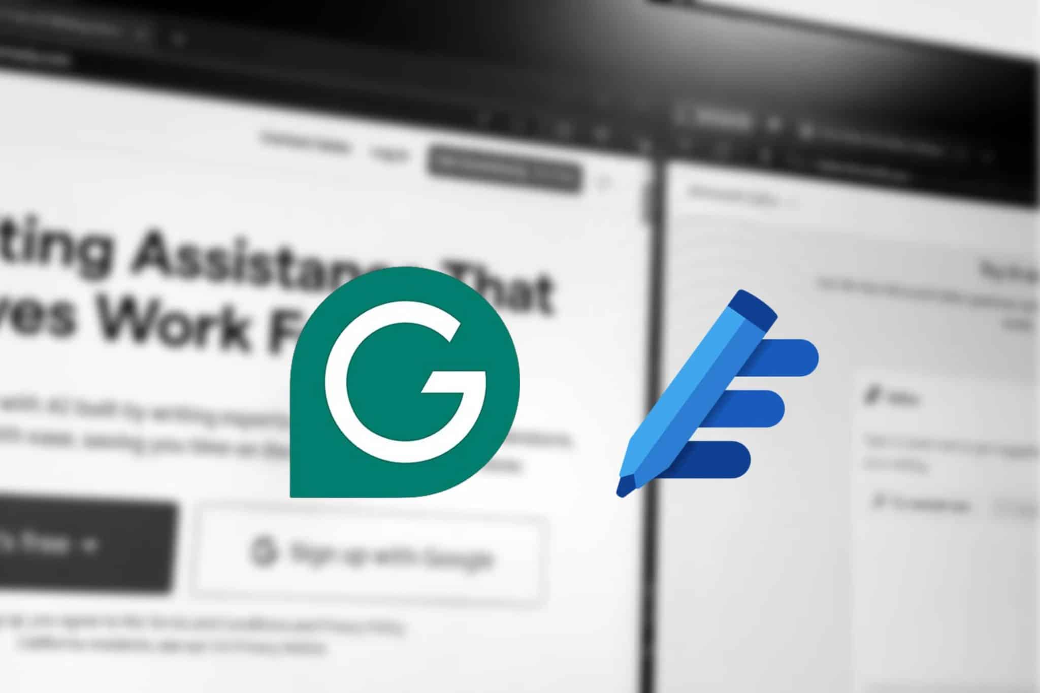 Grammarly and MS Editor logos facing each other