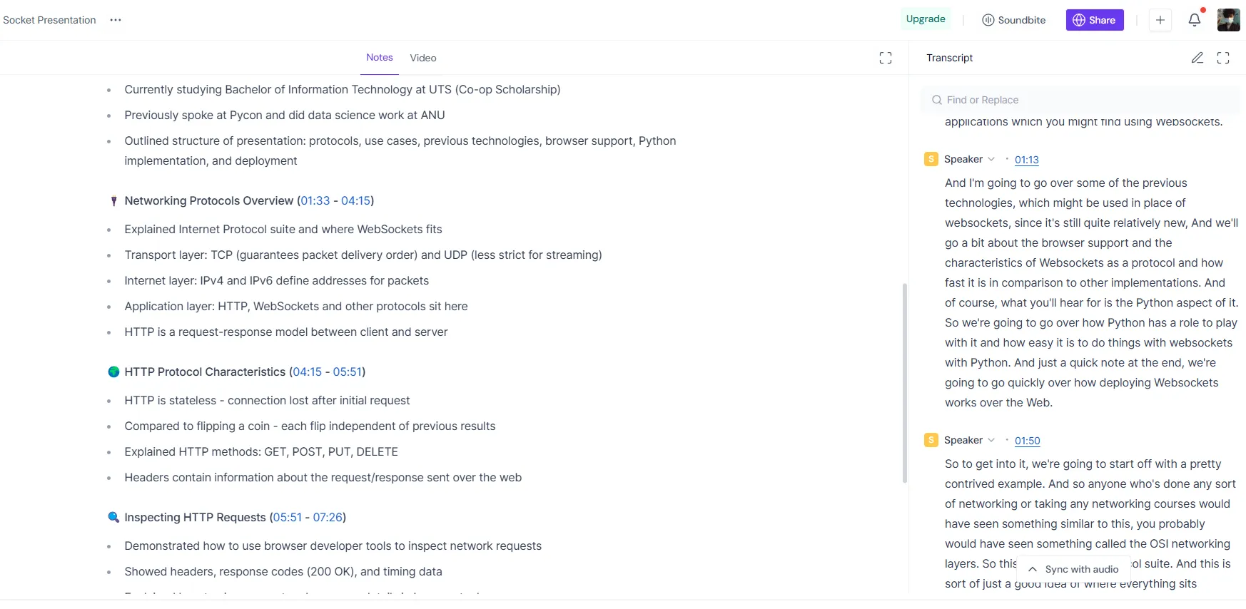 Checking Google Meet automated transcriptions and summary