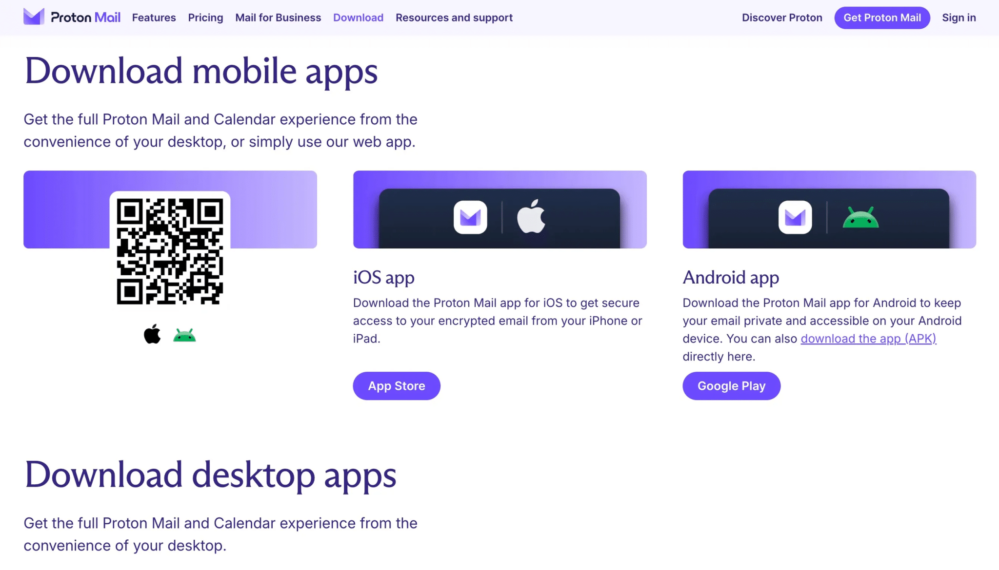 صفحة تنزيل موقع بروتون ميل