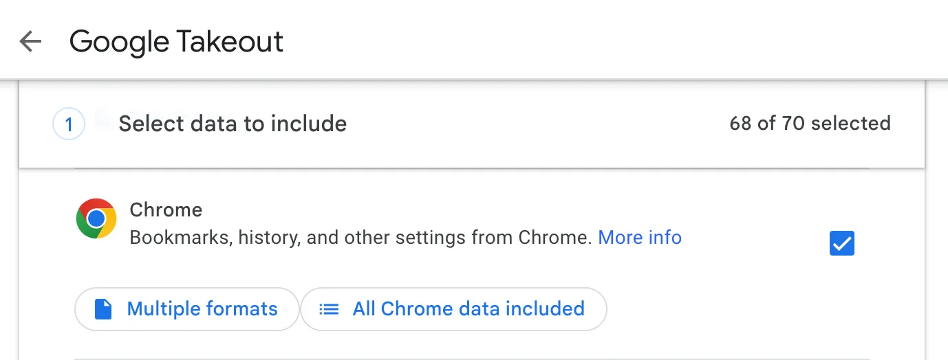 تصدير بيانات Chrome عبر Google Takeout