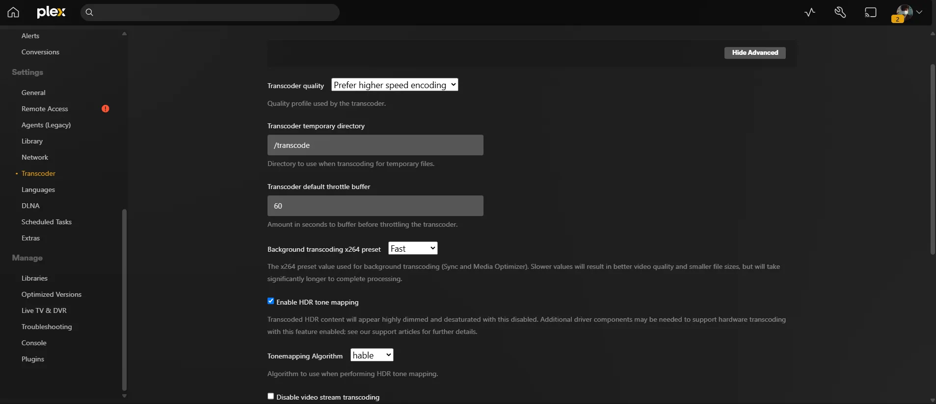 ضبط ذاكرة التخزين المؤقت للتشغيل على خادم Plex الخاص بي