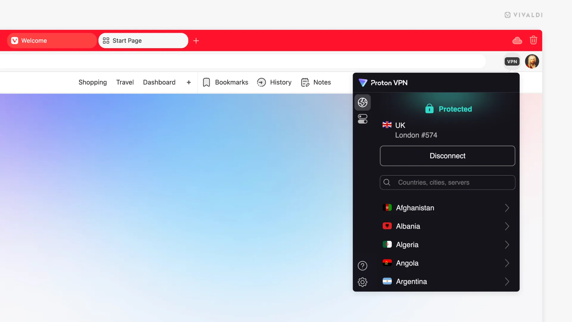 How to connect to Proton VPN using Vivaldi.