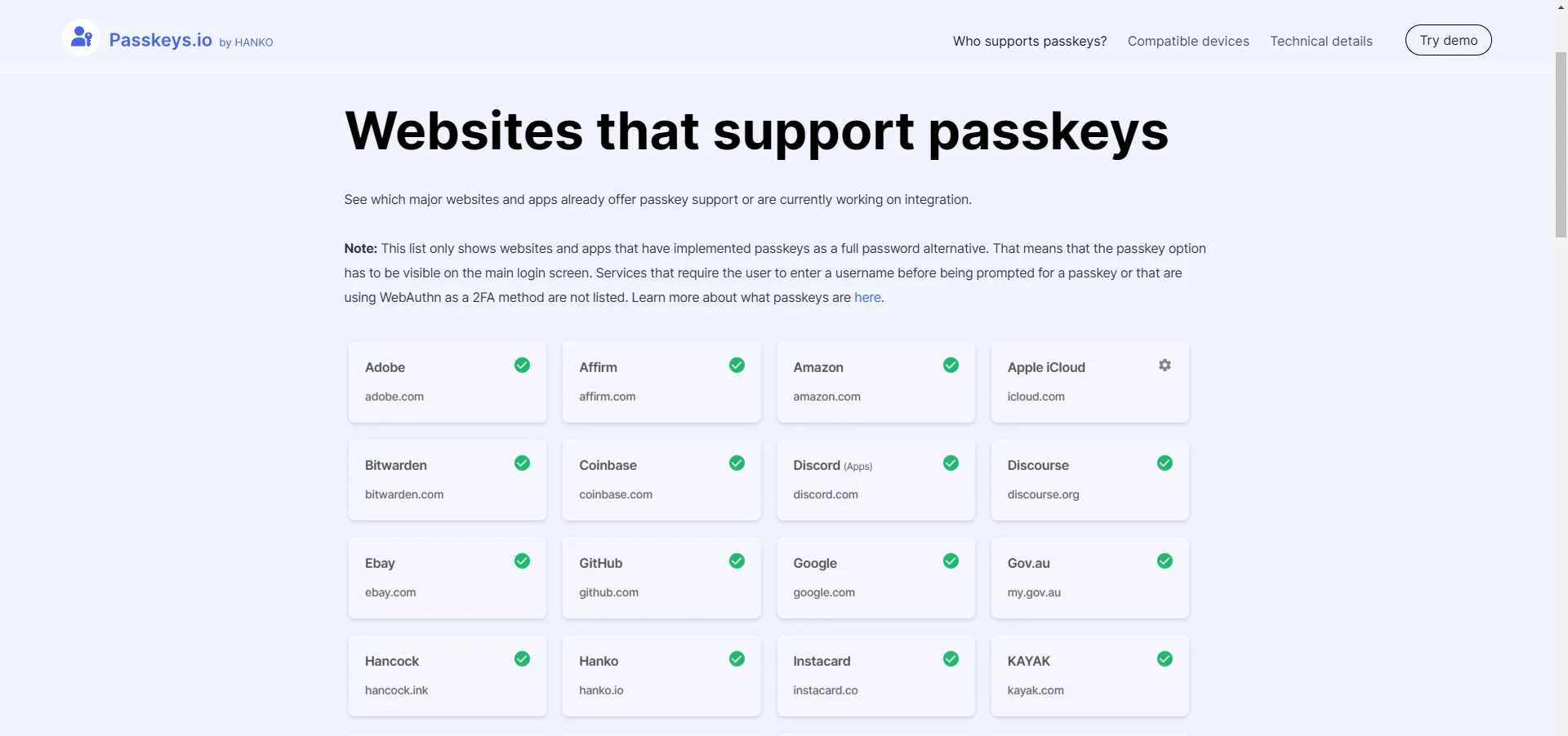 websites that support passkeys examples