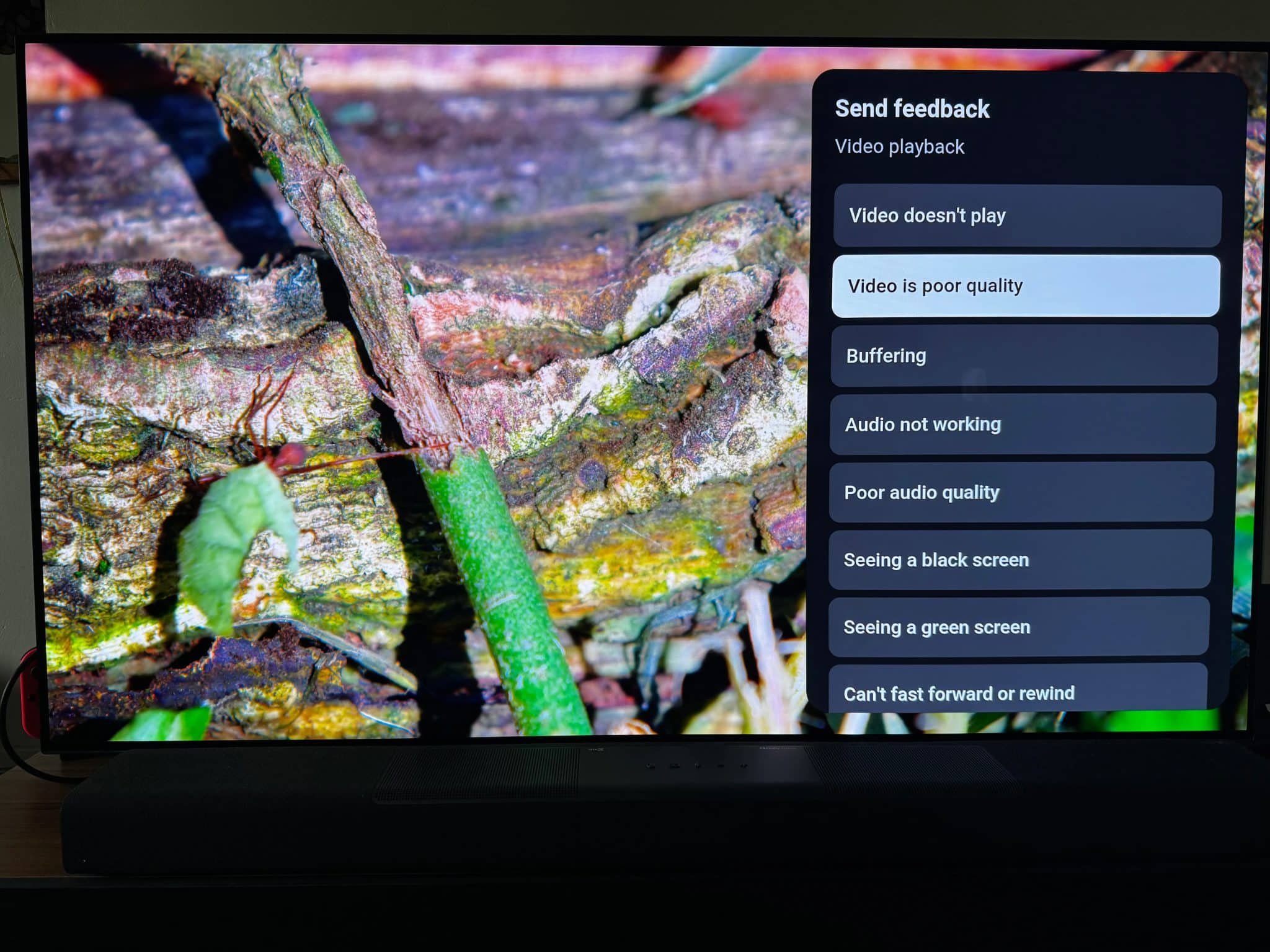 YouTube Give Feedback on TV