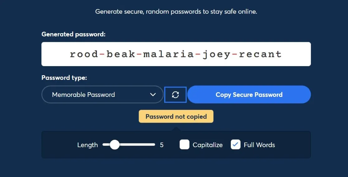 1Password Passphrase Generator