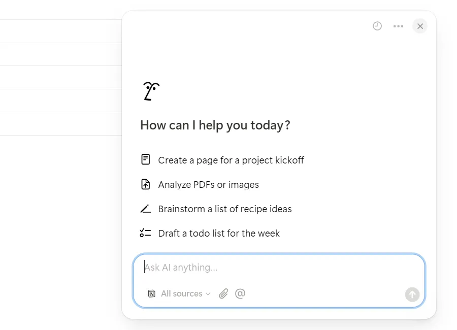The Notion AI prompt in Notion.