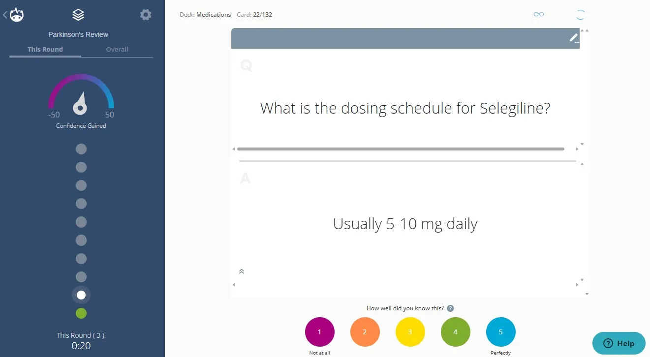 Answering flashcards in Brainscape