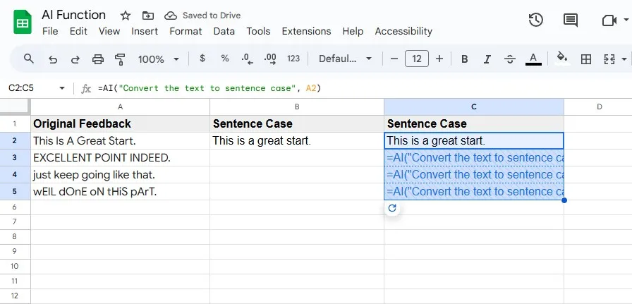 تعبئة الخلايا تلقائيًا في جداول Google