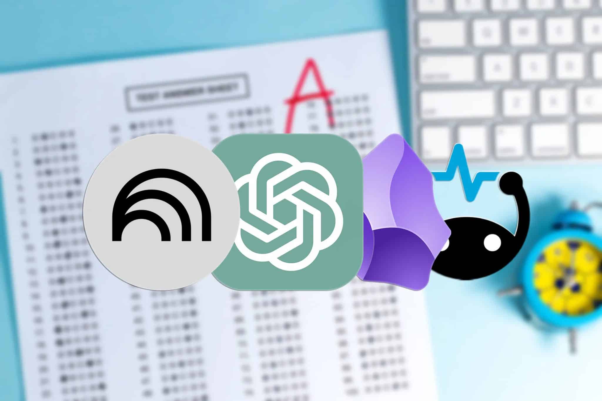 شعارات ChatGPT و NotebookLM و Obsidian و Brainscape على ورقة اختبار غير واضحة