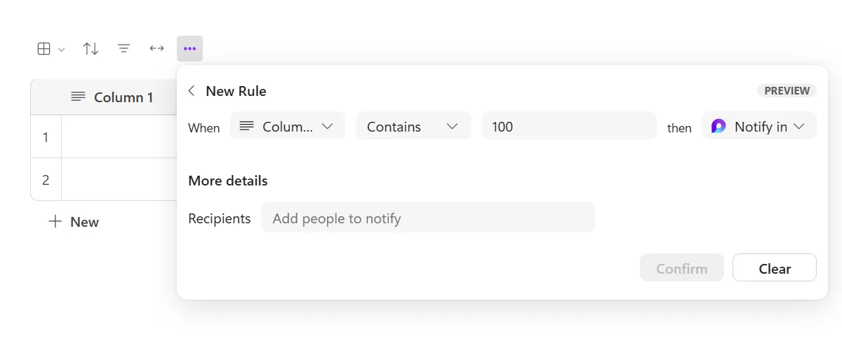 Creating an automation in Microsoft Loop.