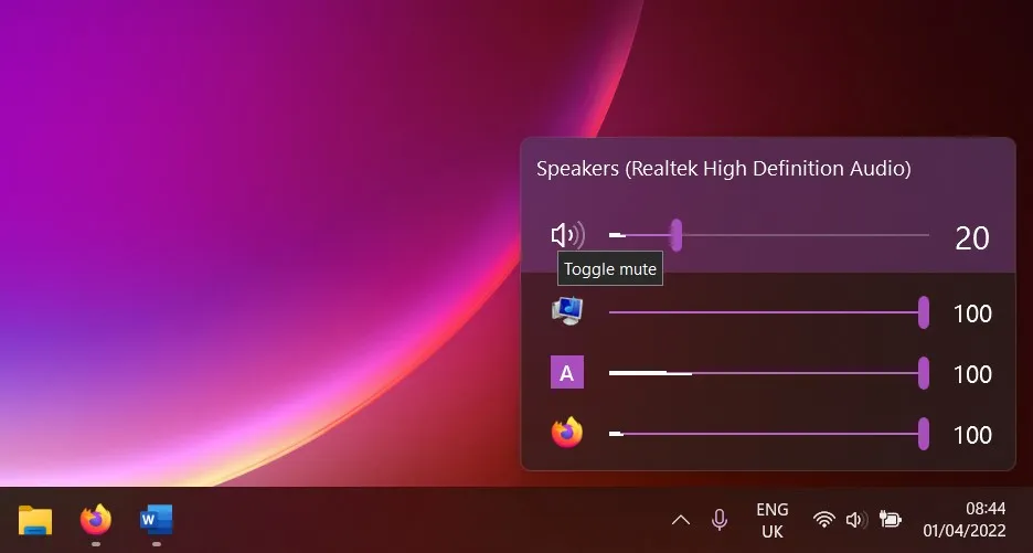 EarTrumpet App Volume Mixer Windows 11 Flyout