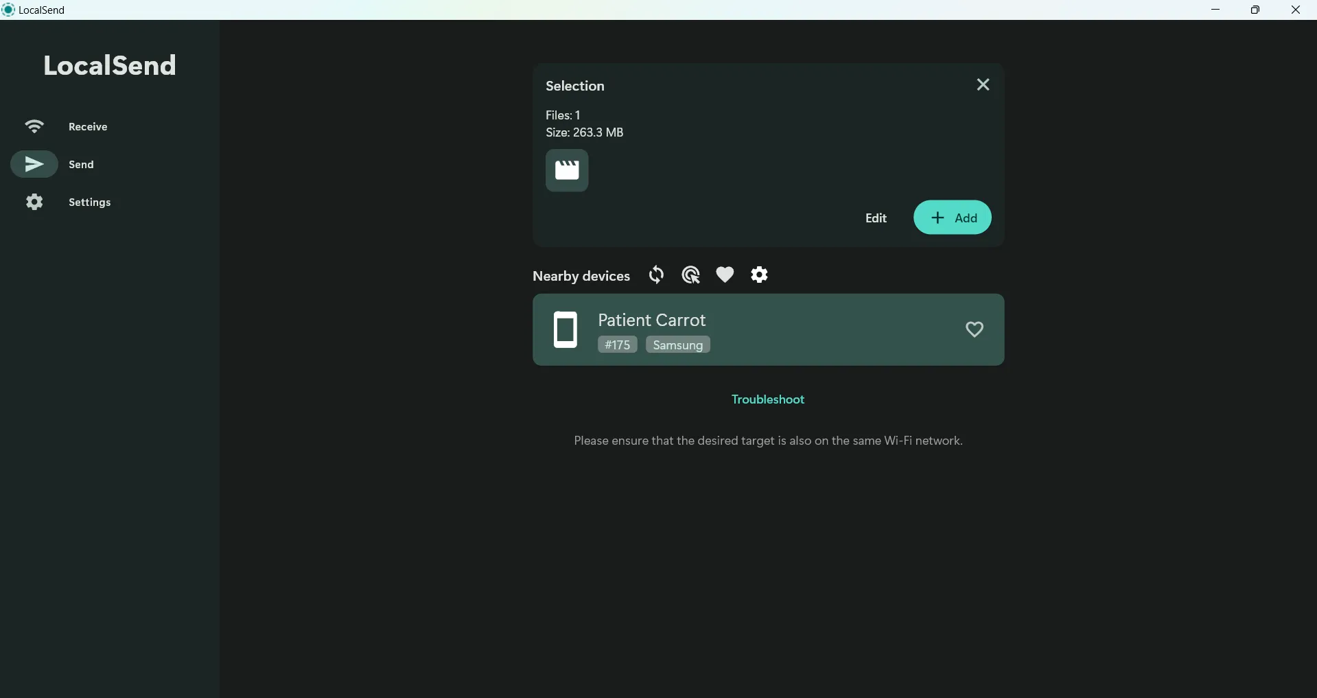 واجهة برنامج LocalSend على سطح المكتب