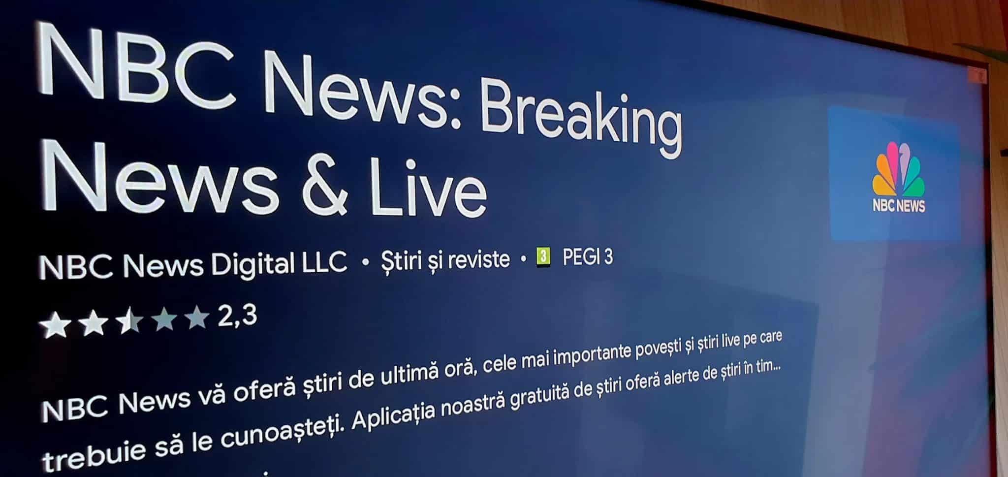 تطبيق NBC Smart TV على الشاشة.