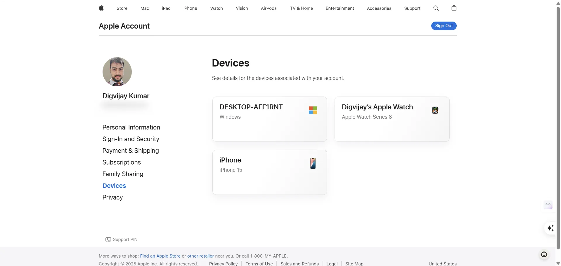 Opening my Apple account on chrome browser