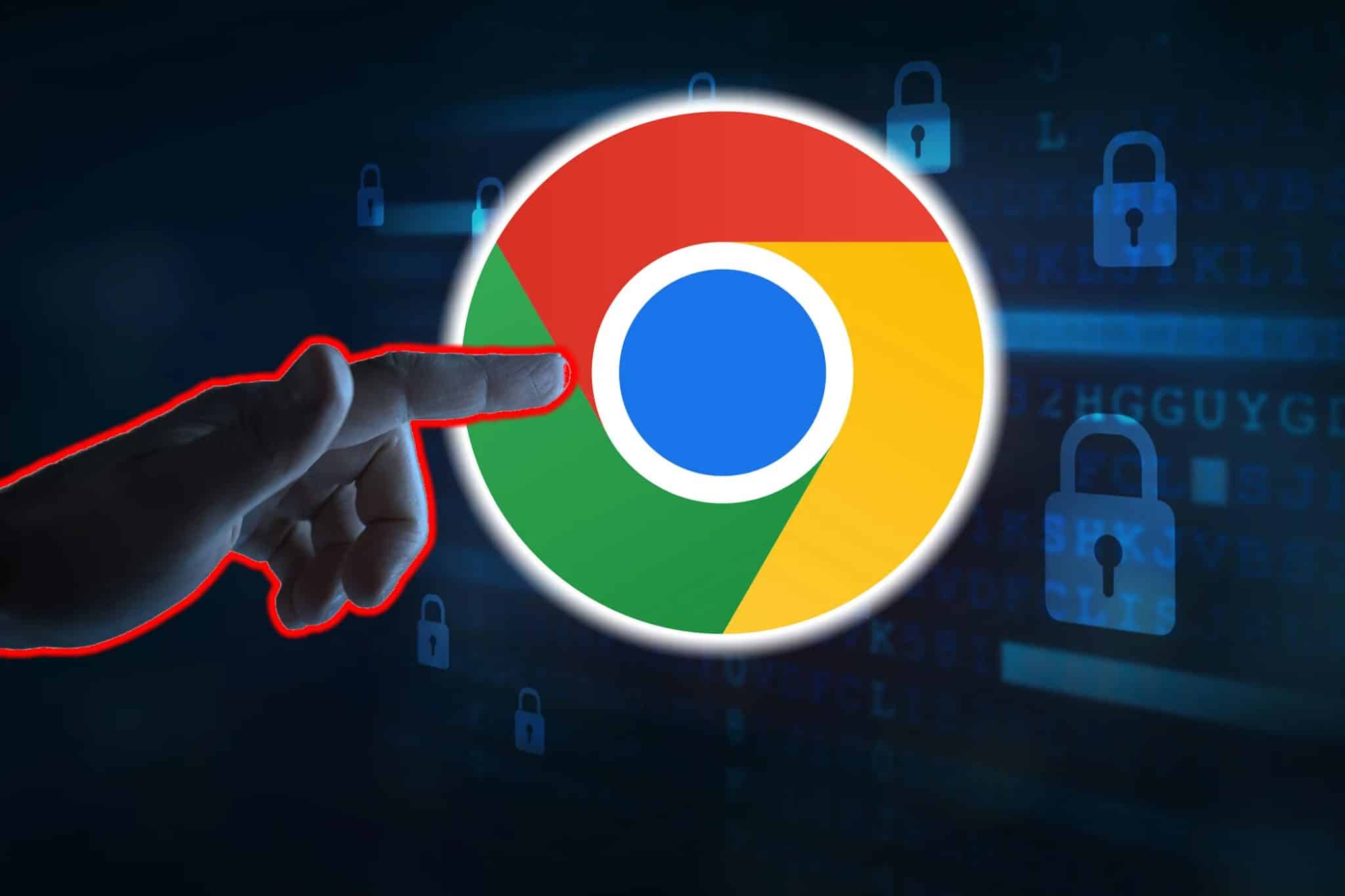 شخص يشير إلى شعار جوجل كروم