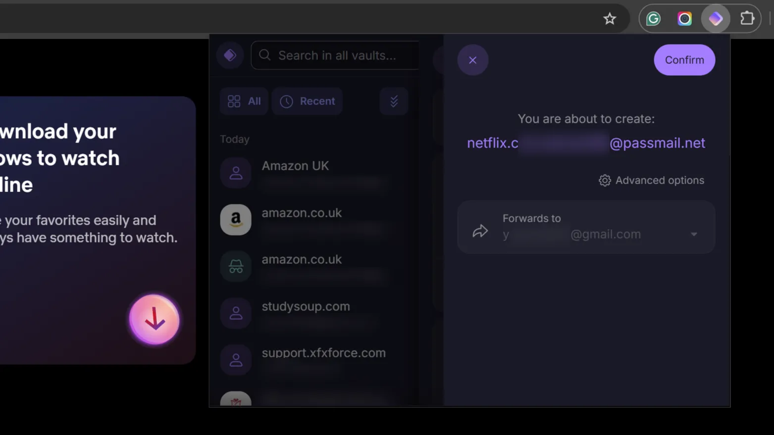 ملحق Proton Pass يعرض إضافة عنوان بريد إلكتروني بديل جديد