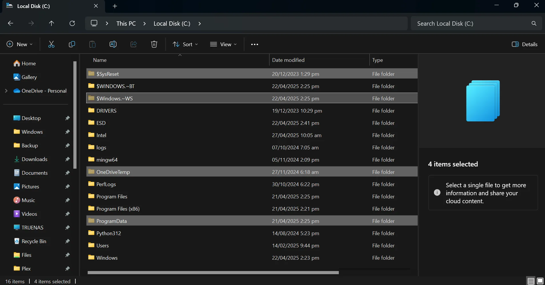 Revealing hidden files in Windows