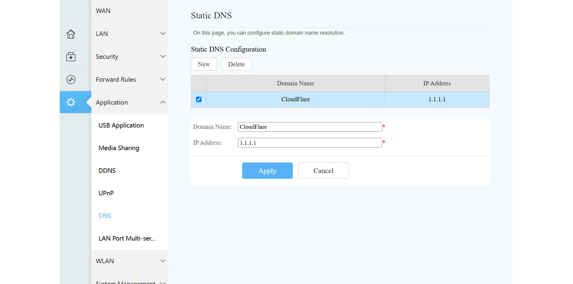 إعداد Cloudflare DNS على جهاز التوجيه