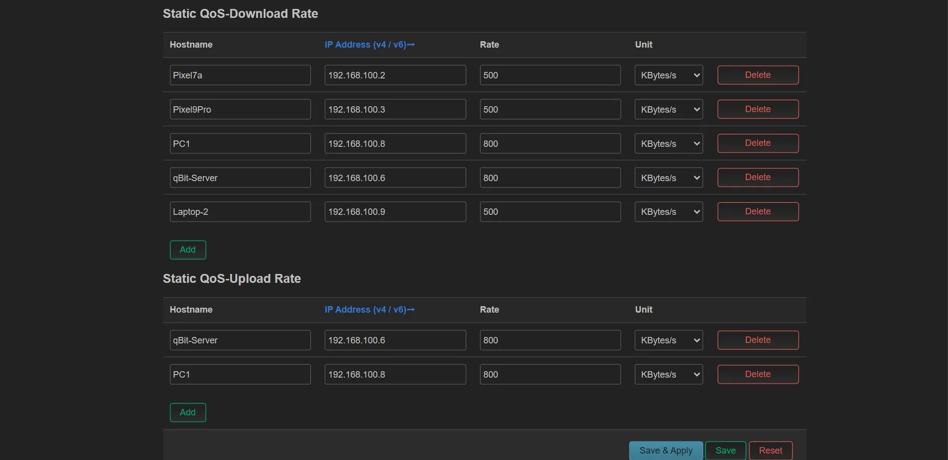 تقييد معدل نقل البيانات على الأجهزة على جهاز التوجيه