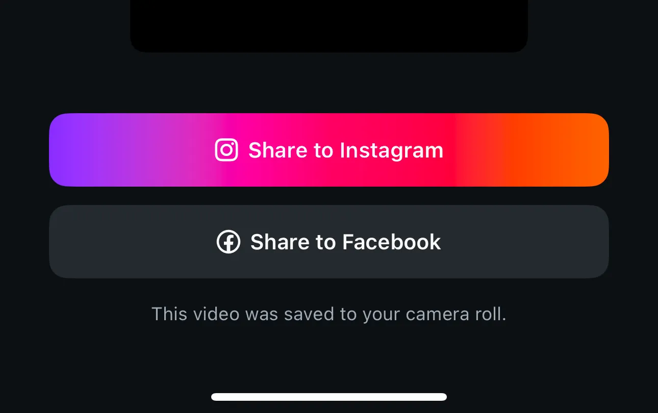 زر المشاركة على Instagram والمشاركة على Facebook