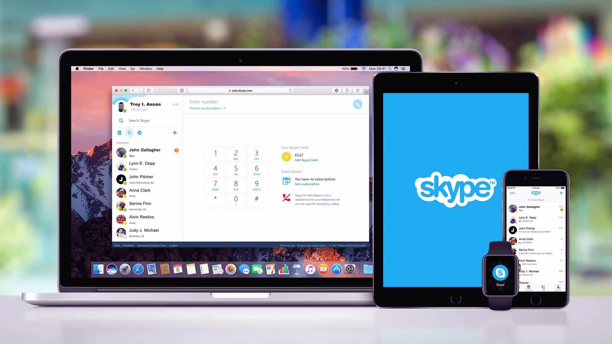 Skype installed on various devices