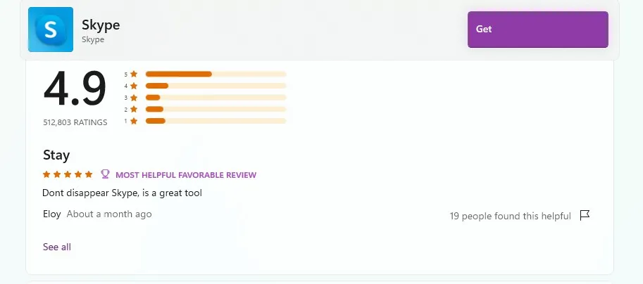 Skype on Microsoft Store