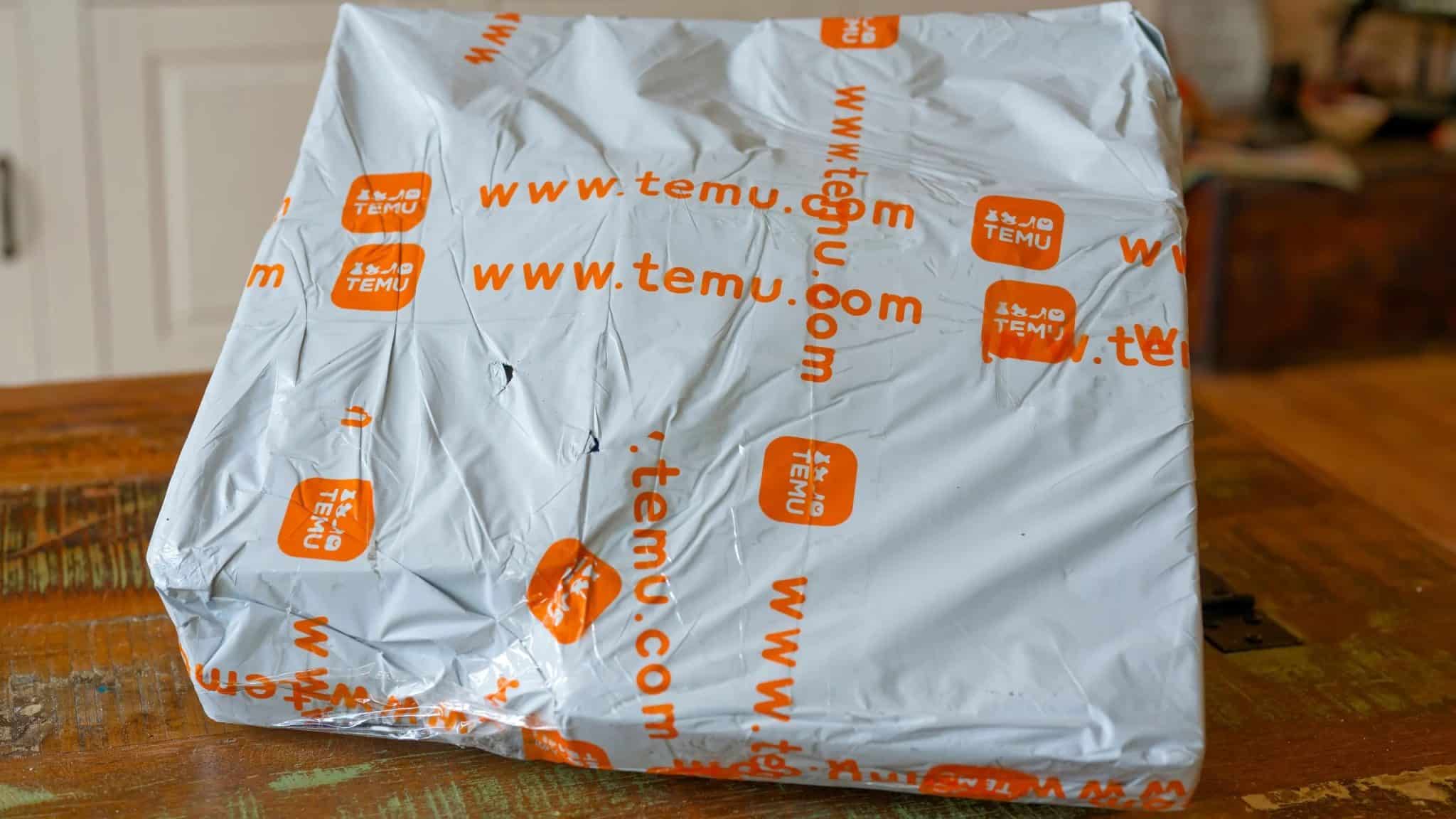 Temu Package on a Table