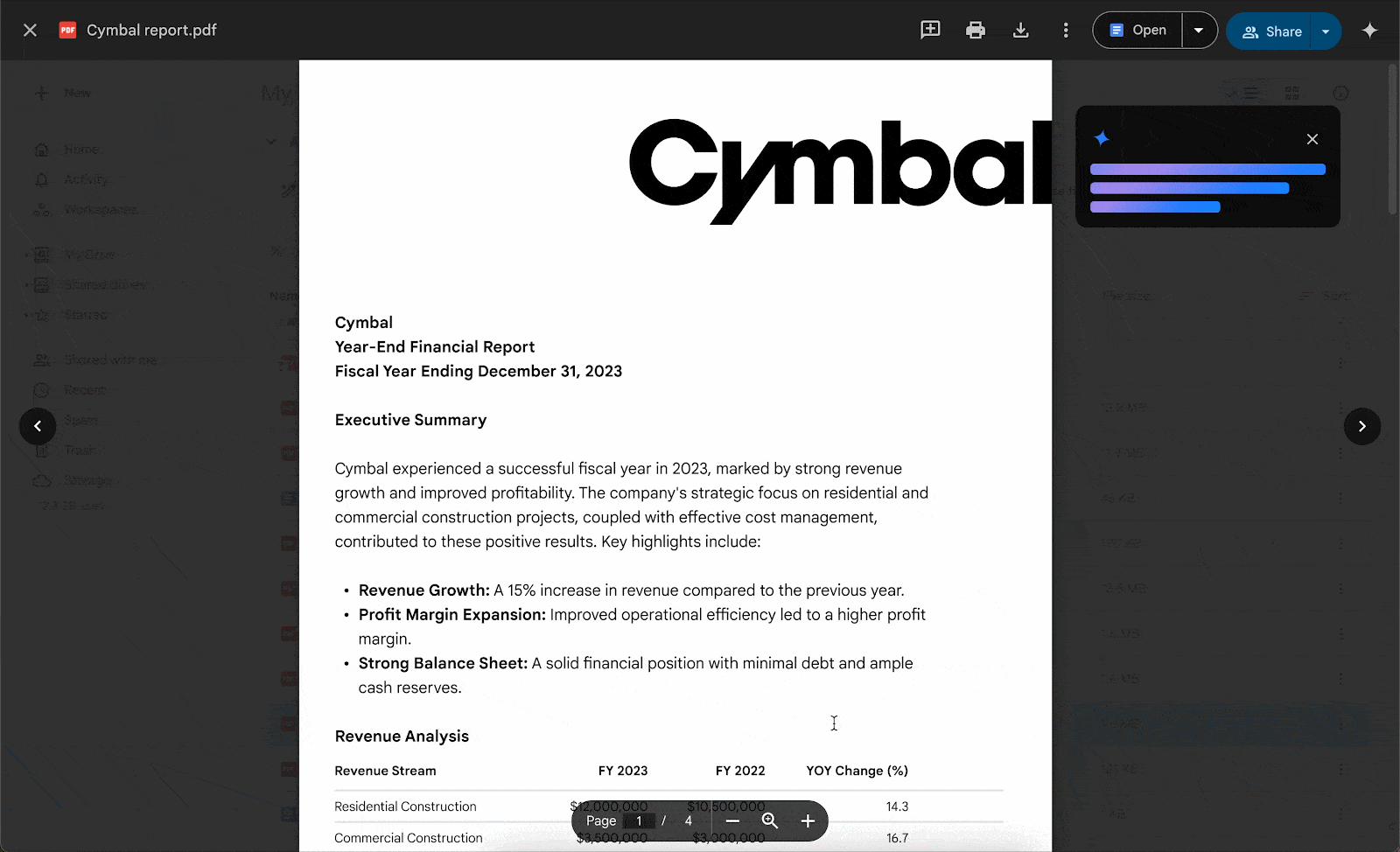 Google Workspace Gemini PDF summaries
