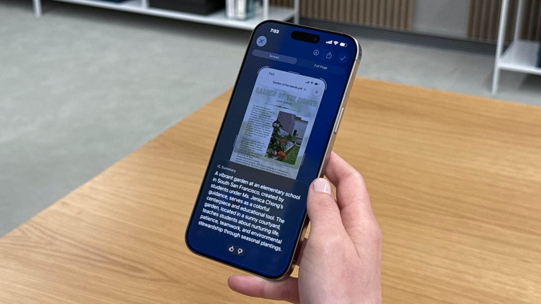 ملخص الذكاء البصري في نظام iOS 26