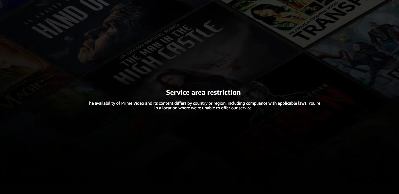 Amazon Prime service restricted