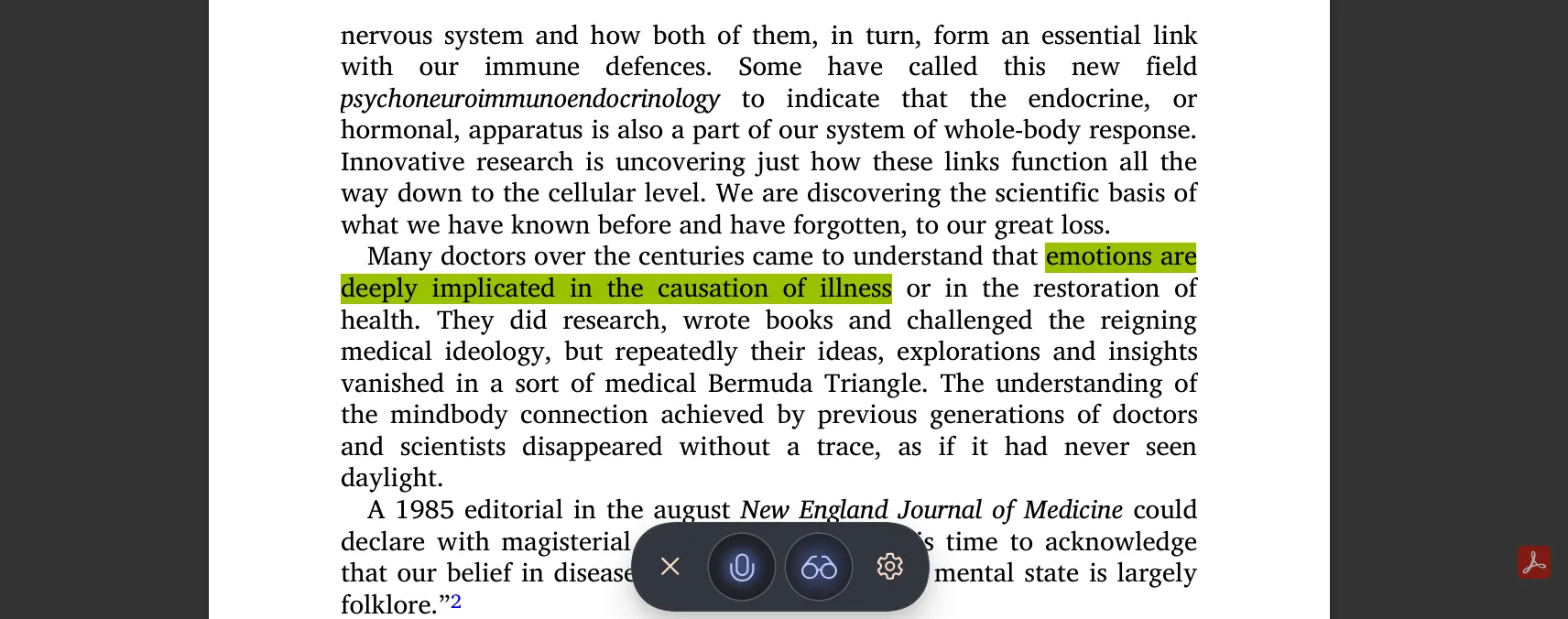 Copilot Vision يميز جملة في الكتاب الذي أطرح أسئلة عنه